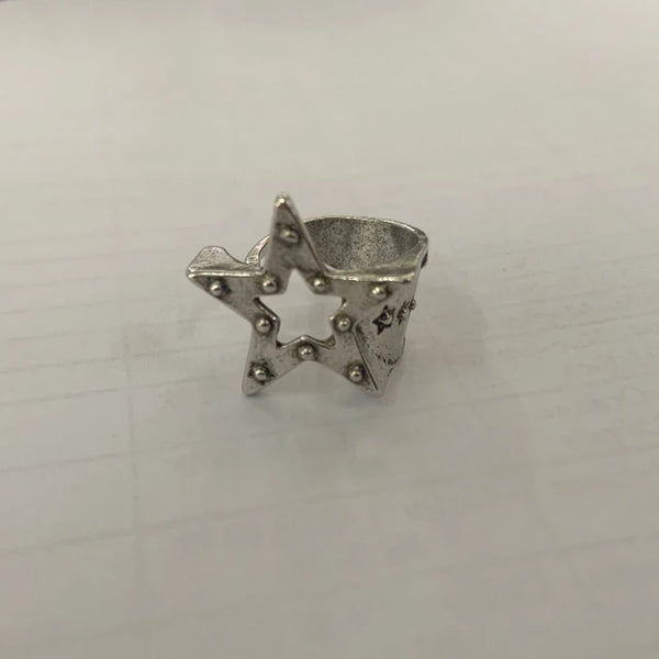 Vintage Pentagram Ring - Geometric Star Ring für Frauen - Verstellbarer Fingerring - Gothic Schmuck - Unregelmäßige Ästhetik - Y2k Accessoires