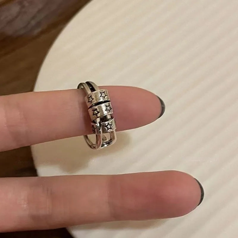 Vintage Pentagram Ring - Geometric Star Ring für Frauen - Verstellbarer Fingerring - Gothic Schmuck - Unregelmäßige Ästhetik - Y2k Accessoires