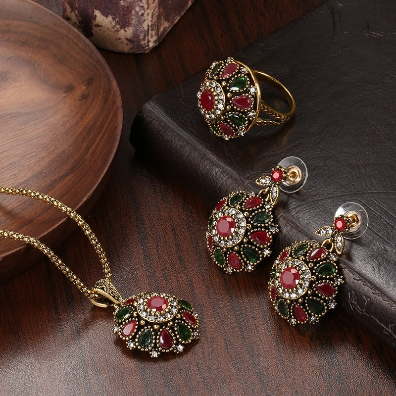 Vintage Strass Blumenschmuck Set Gefüllt