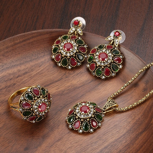 Vintage Strass Blumenschmuck Set Gefüllt