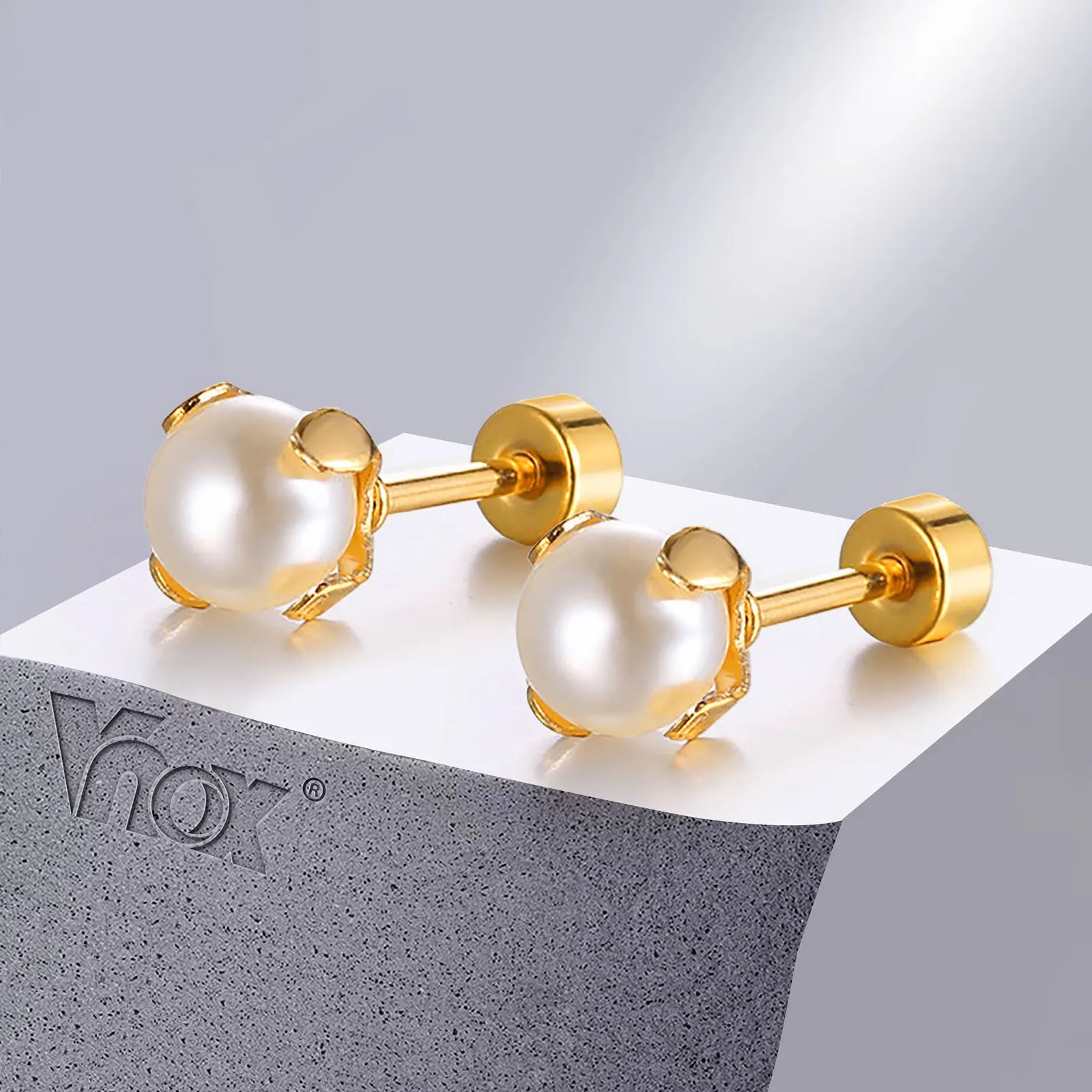 Perlenohrringe aus Edelstahl für Frauen | Edelstahl Ohrstecker - Einfacher Stecker