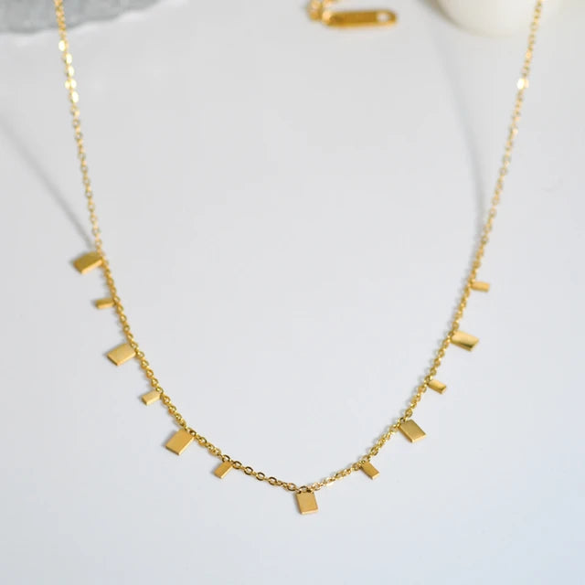 Boho Gold Plated Stainless Steel Halsketten für Frauen mit geometrischen Anhängern