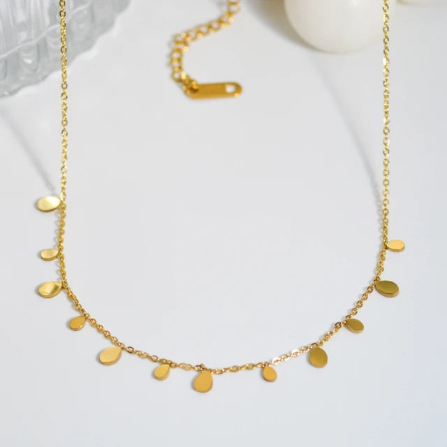 Boho Gold Plated Stainless Steel Halsketten für Frauen mit geometrischen Anhängern