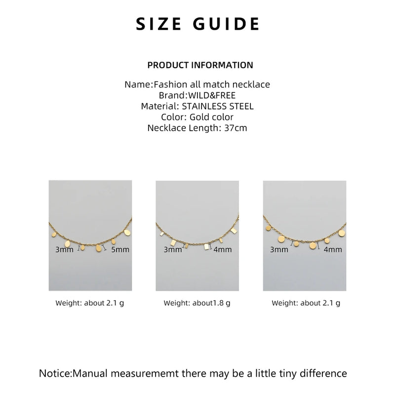 Boho Gold Plated Stainless Steel Halsketten für Frauen mit geometrischen Anhängern