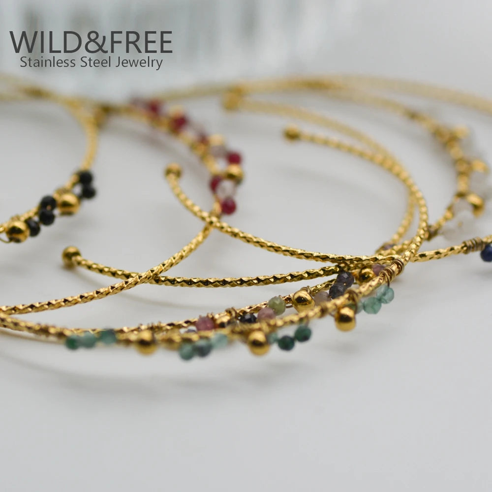 Boho Vintage Armbänder für Frauen in Goldfarbe mit bunten Perlen