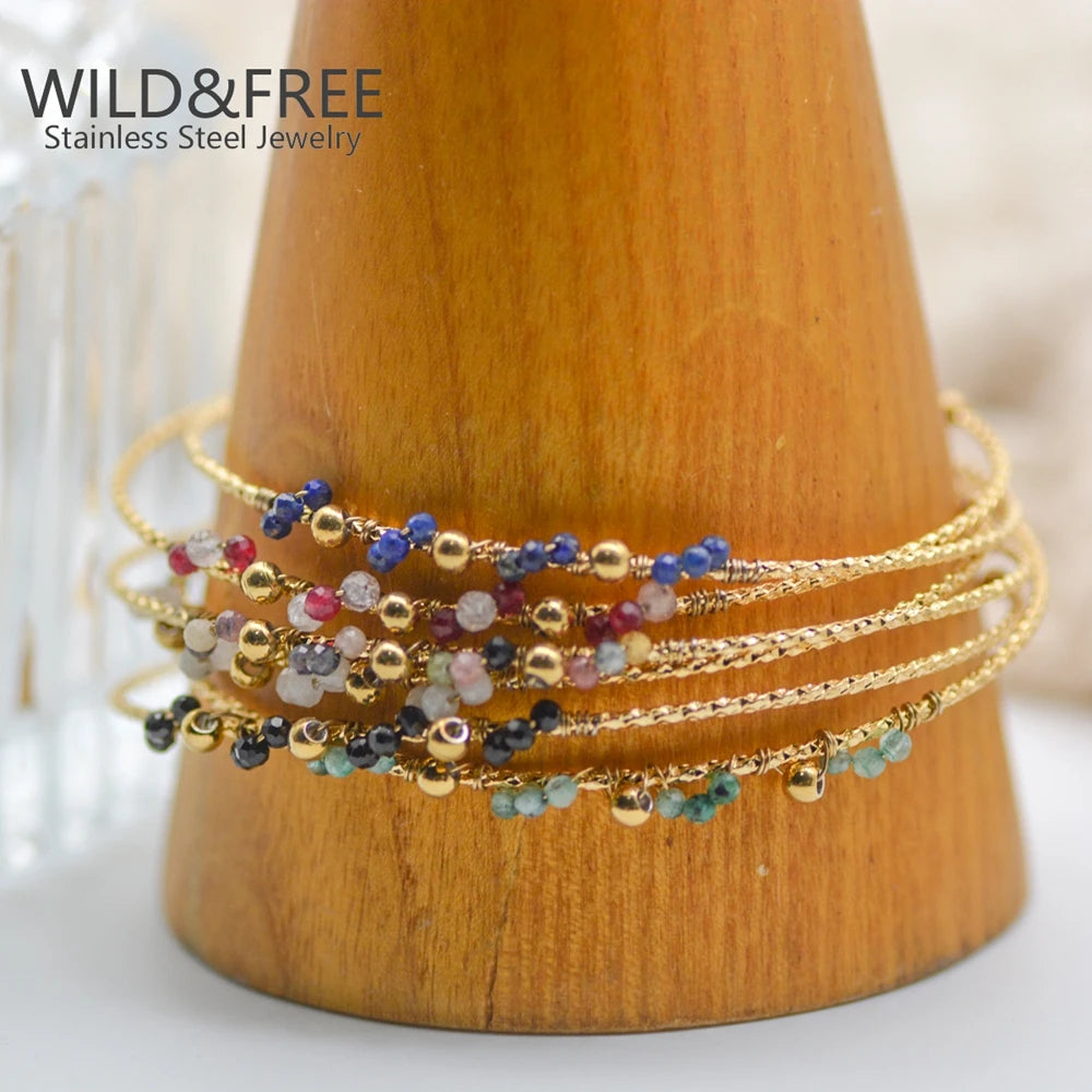 Boho Vintage Armbänder für Frauen in Goldfarbe mit bunten Perlen