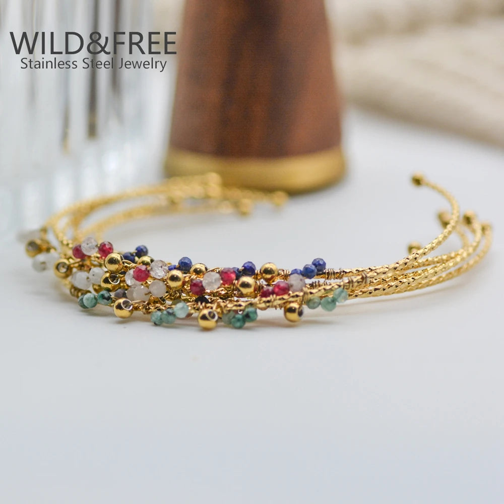 Boho Vintage Armbänder für Frauen in Goldfarbe mit bunten Perlen