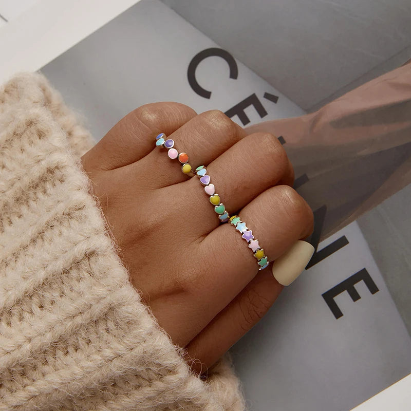 Modischer Herzring mit Regenbogenfarben für Damen aus 925er Sterlingsilber