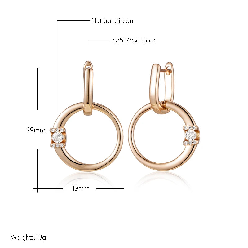 Elegante Zirkon Anhänger Ohrringe in Roségold für Frauen