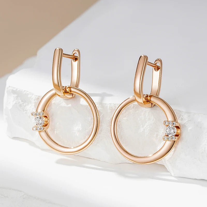 Elegante Zirkon Anhänger Ohrringe in Roségold für Frauen