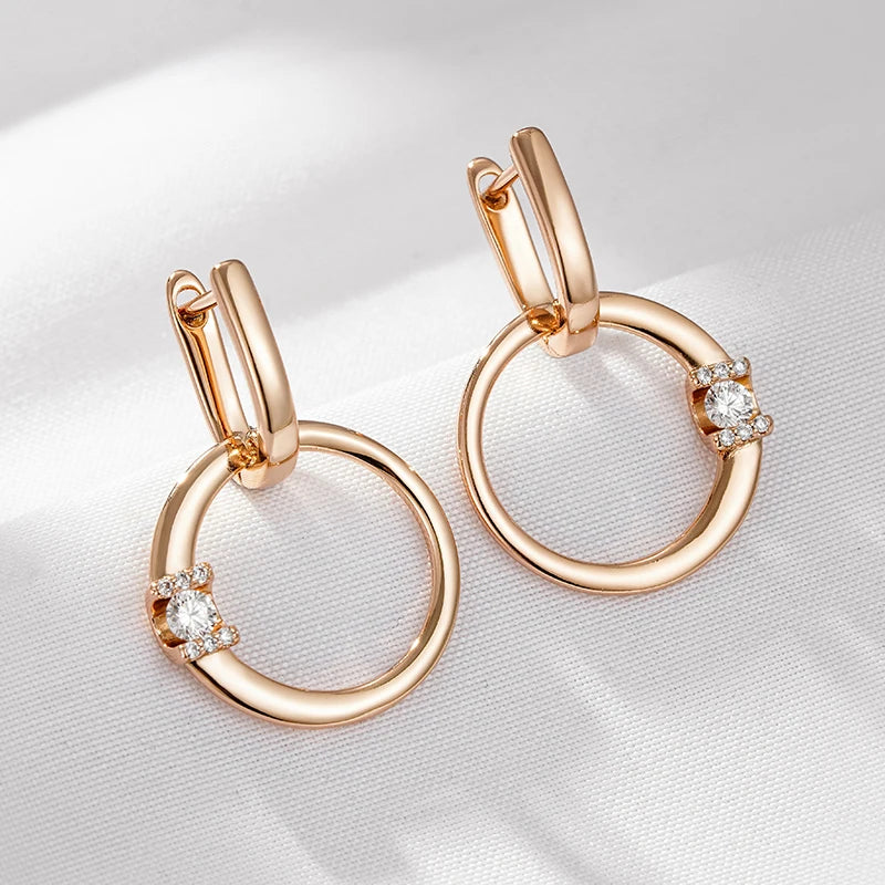 Elegante Zirkon Anhänger Ohrringe in Roségold für Frauen