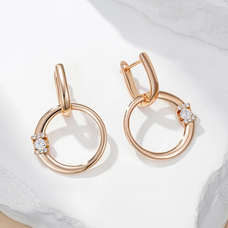 Elegante Zirkon Anhänger Ohrringe in Roségold für Frauen