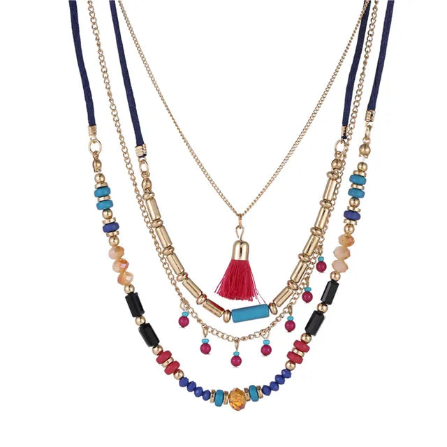 Boho Damen Mehrschichtige Halskette | Bohemia Modische Lange Halskette
