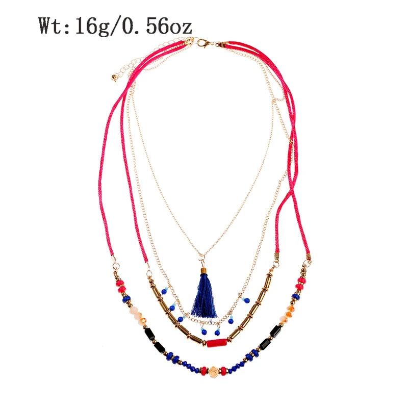 Boho Damen Mehrschichtige Halskette | Bohemia Modische Lange Halskette