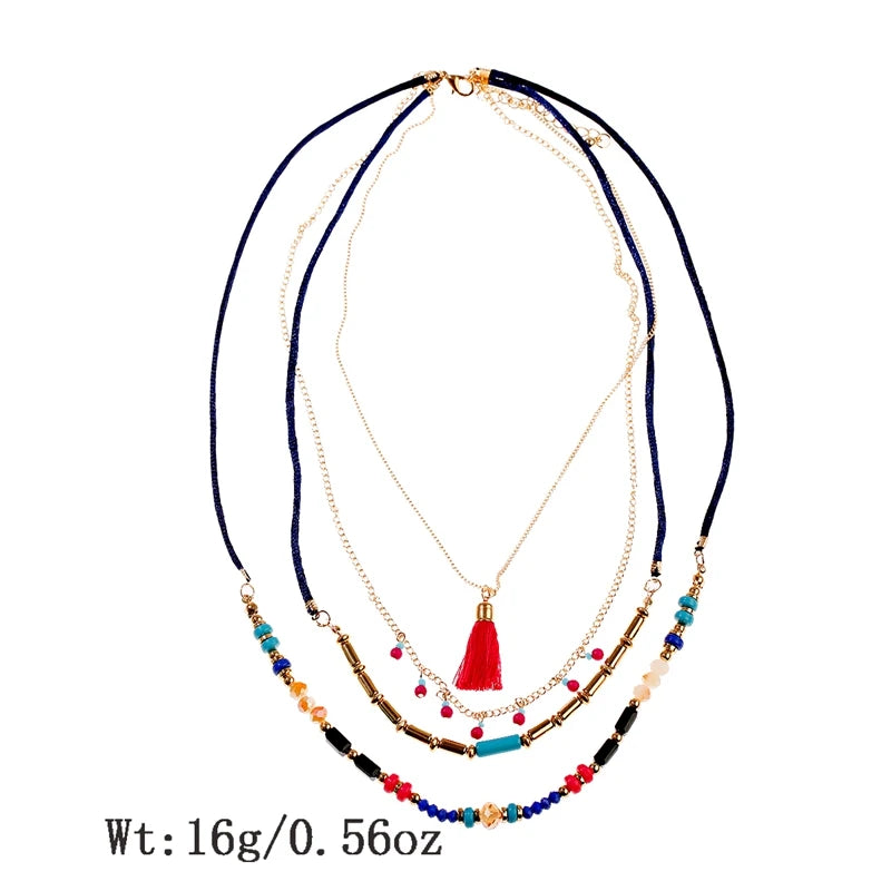 Boho Damen Mehrschichtige Halskette | Bohemia Modische Lange Halskette