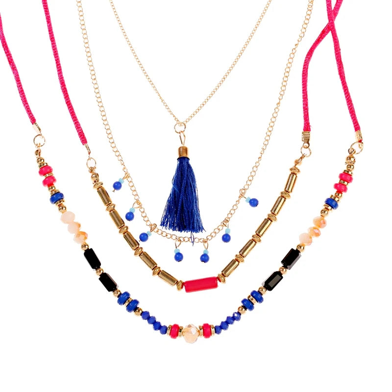 Boho Damen Mehrschichtige Halskette | Bohemia Modische Lange Halskette