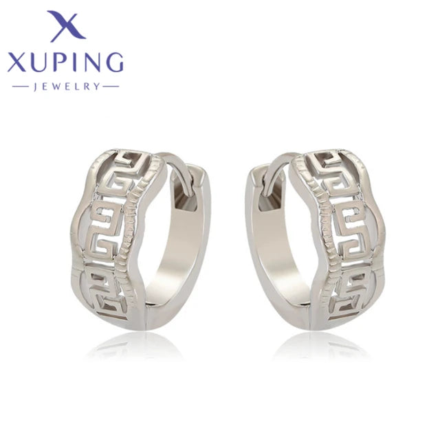 Xuping Schmuck Neuankömmling Trendige Kreisförmige Platinbeschichtete Punk-Ohrringe für Frauen Schulmädchen Beste Freundin Geschenk