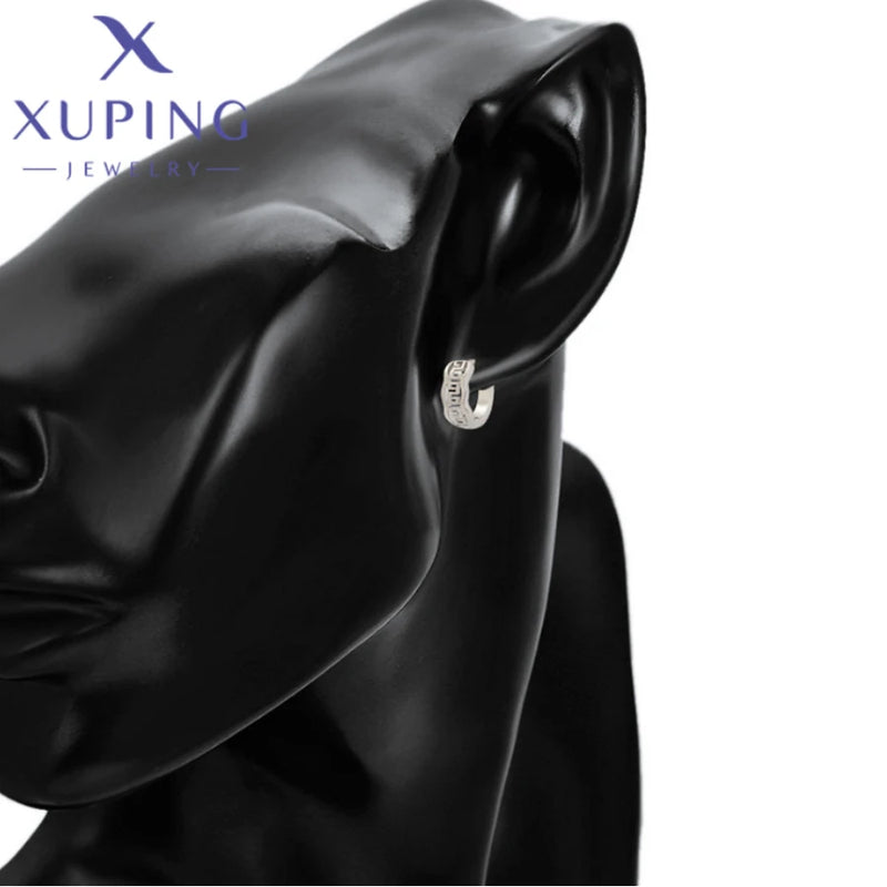 Xuping Schmuck Neuankömmling Trendige Kreisförmige Platinbeschichtete Punk-Ohrringe für Frauen Schulmädchen Beste Freundin Geschenk