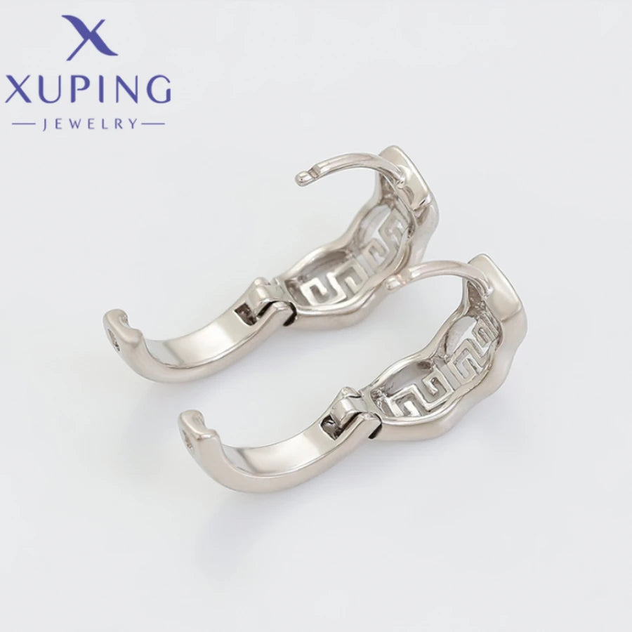 Xuping Schmuck Neuankömmling Trendige Kreisförmige Platinbeschichtete Punk-Ohrringe für Frauen Schulmädchen Beste Freundin Geschenk