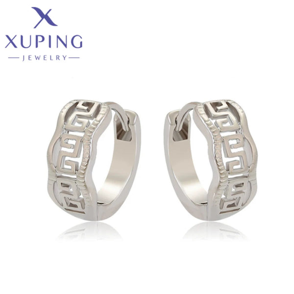 Xuping Schmuck Neuankömmling Trendige Kreisförmige Platinbeschichtete Punk-Ohrringe für Frauen Schulmädchen Beste Freundin Geschenk