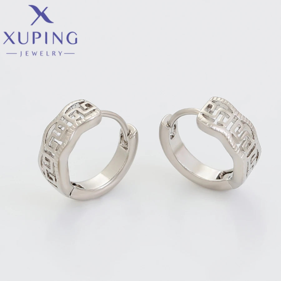 Xuping Schmuck Neuankömmling Trendige Kreisförmige Platinbeschichtete Punk-Ohrringe für Frauen Schulmädchen Beste Freundin Geschenk