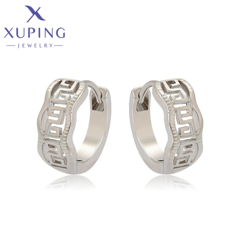 Xuping Schmuck Neuankömmling Trendige Kreisförmige Platinbeschichtete Punk-Ohrringe für Frauen Schulmädchen Beste Freundin Geschenk