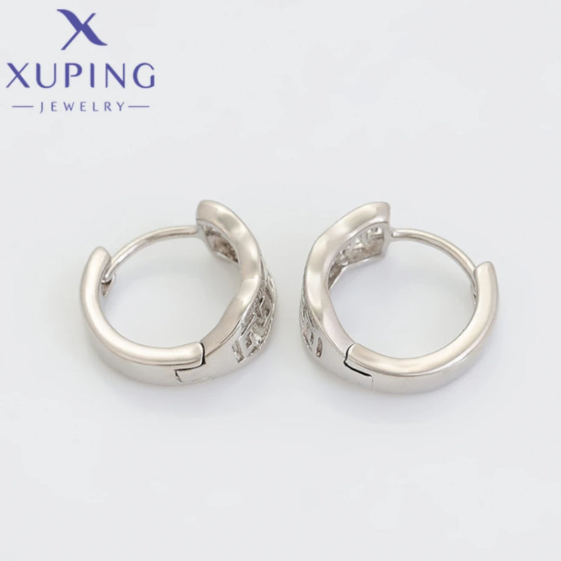 Xuping Schmuck Neuankömmling Trendige Kreisförmige Platinbeschichtete Punk-Ohrringe für Frauen Schulmädchen Beste Freundin Geschenk