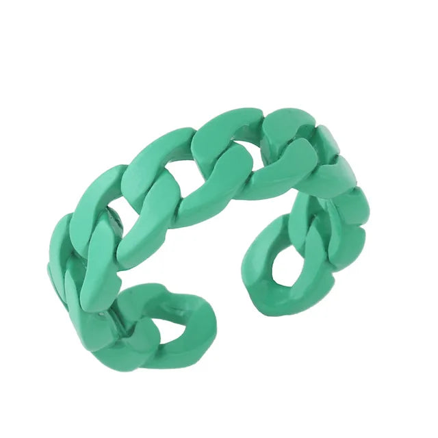 Candy Color Open Finger Rings - Minimalist Hollow Out Copper Metal Rings for Women