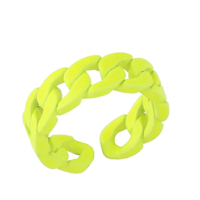 Candy Color Open Finger Rings - Minimalist Hollow Out Copper Metal Rings for Women