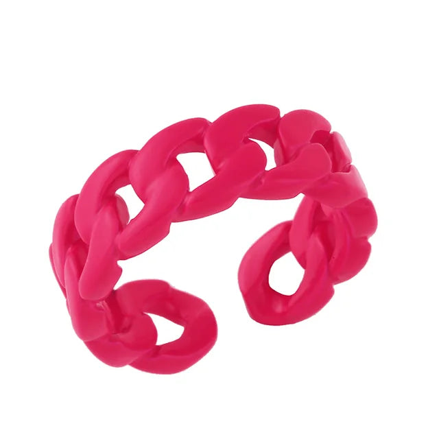 Candy Color Open Finger Rings - Minimalist Hollow Out Copper Metal Rings for Women