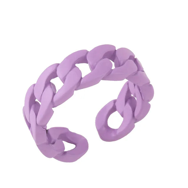 Candy Color Open Finger Rings - Minimalist Hollow Out Copper Metal Rings for Women