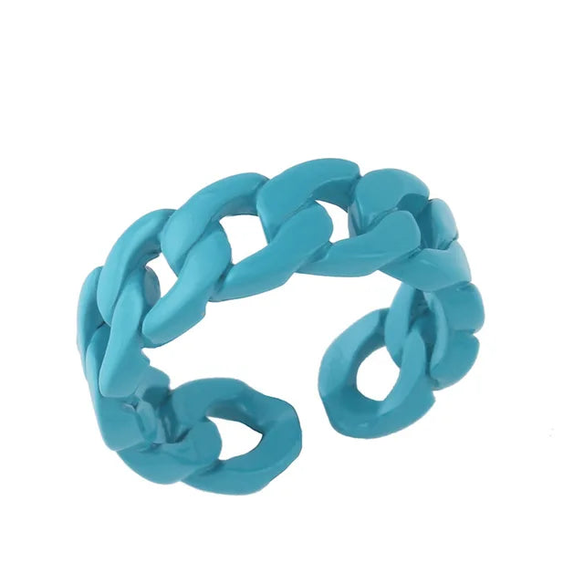 Candy Color Open Finger Rings - Minimalist Hollow Out Copper Metal Rings for Women