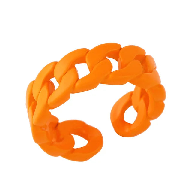 Candy Color Open Finger Rings - Minimalist Hollow Out Copper Metal Rings for Women