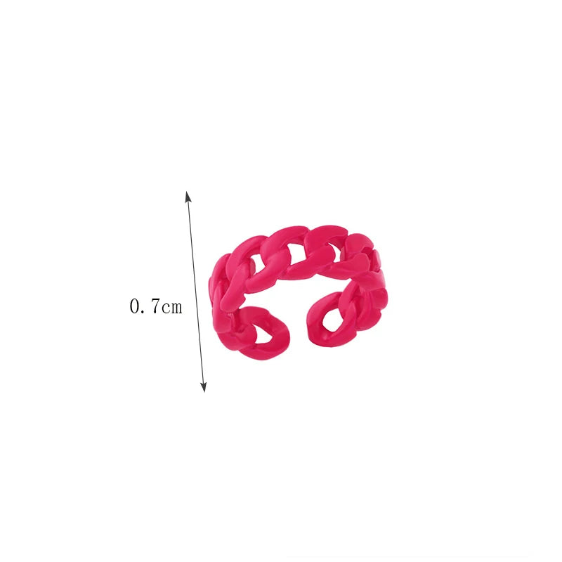 Candy Color Open Finger Rings - Minimalist Hollow Out Copper Metal Rings for Women