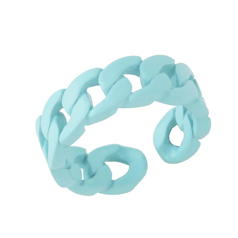 Candy Color Open Finger Rings - Minimalist Hollow Out Copper Metal Rings for Women