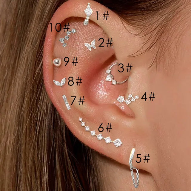 Moderne Ohrpiercings mit Kette - Schmuckgeschenk für Frauen