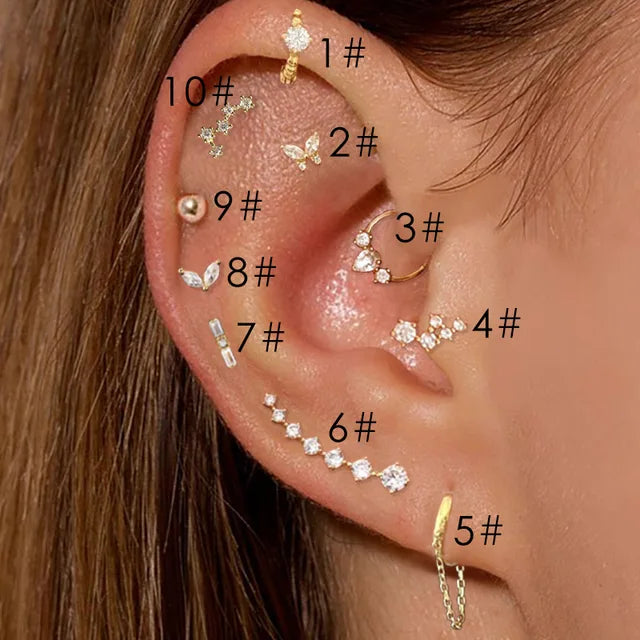 Moderne Ohrpiercings mit Kette - Schmuckgeschenk für Frauen
