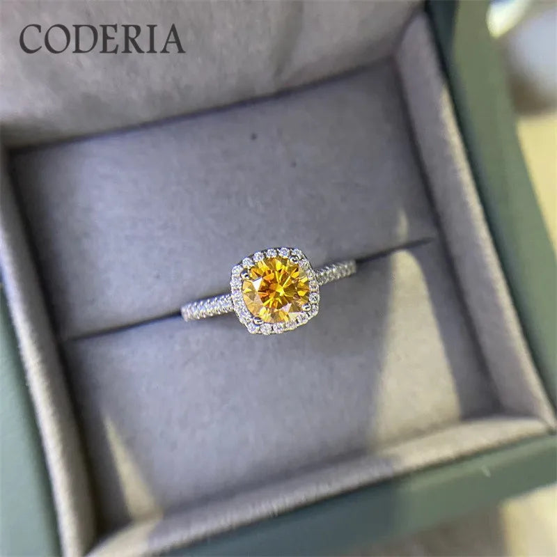 Gelbgold plattierte Verlobungsringe mit Moissanit 1 3 Karat Edelstein Diamant Sterlingsilber Ehering für Damen | Feiner Schmuck