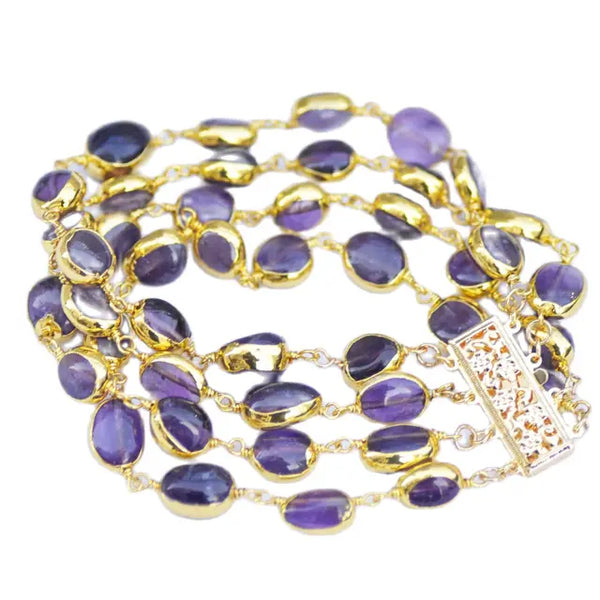 Amethyst Schmuckset: Halskette, Armband und Ohrringe