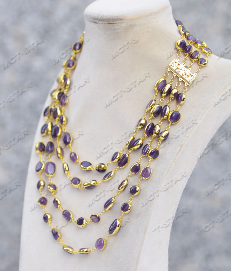 Amethyst Schmuckset: Halskette, Armband und Ohrringe