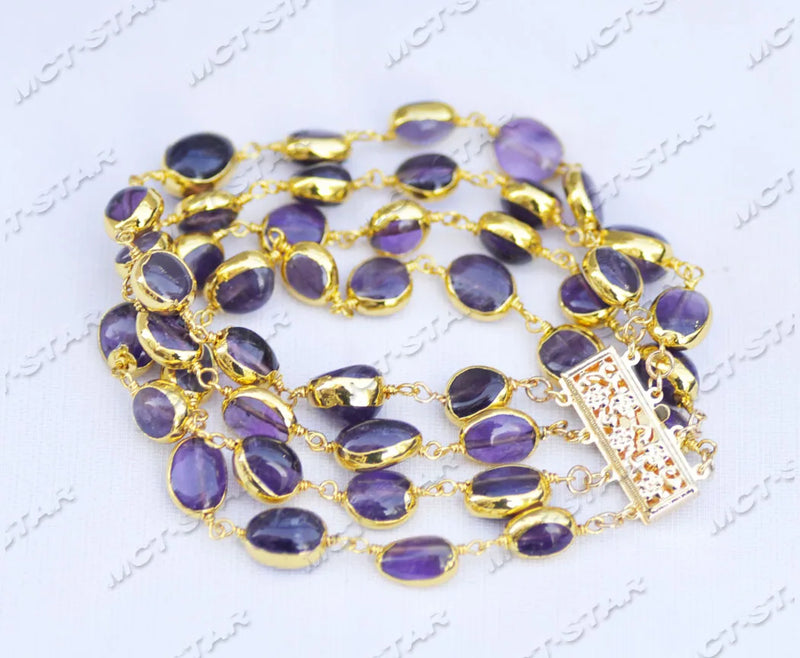 Amethyst Schmuckset: Halskette, Armband und Ohrringe