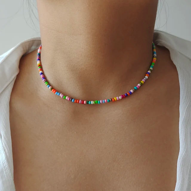 Bunte Perlenketten für Frauen | Bunte Perlenketten für Mädchen - Handgemachte Kette