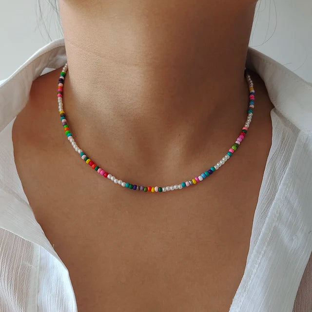 Bunte Perlenketten für Frauen | Bunte Perlenketten für Mädchen - Handgemachte Kette