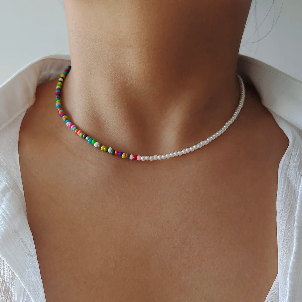 Bunte Perlenketten für Frauen | Bunte Perlenketten für Mädchen - Handgemachte Kette