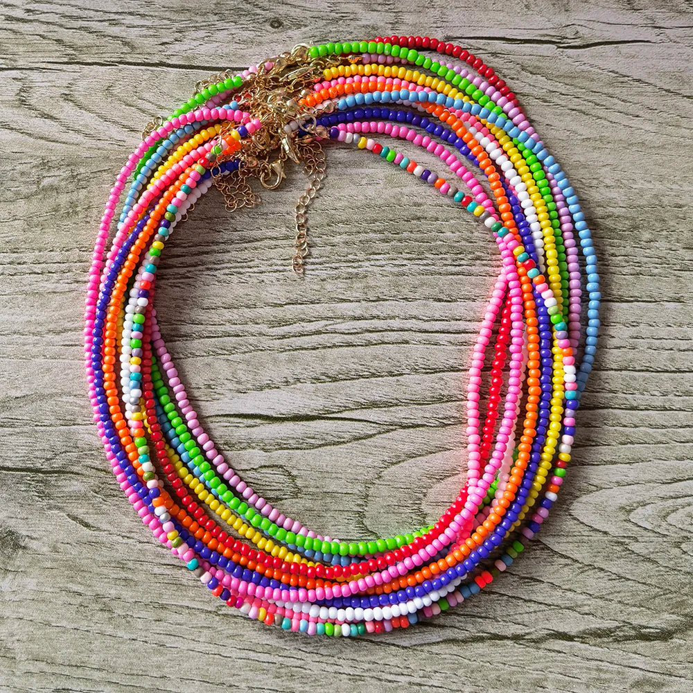 Bunte Perlenketten für Frauen | Bunte Perlenketten für Mädchen - Handgemachte Kette