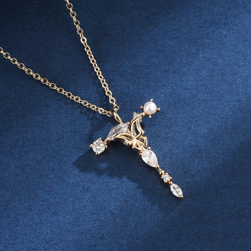 Zirkon Geschmiedet Perle Und Schmetterling Anfangsbuchstaben Anhänger Halskette