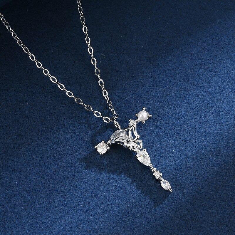 Zirkon Geschmiedet Perle Und Schmetterling Anfangsbuchstaben Anhänger Halskette