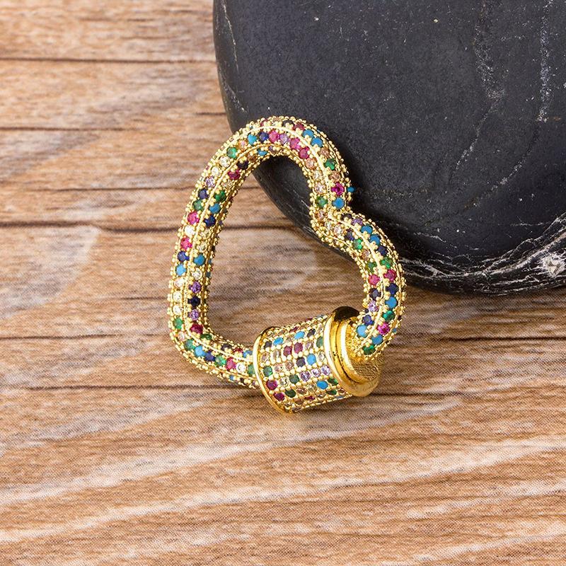 Zirkon Verschönerte Herzanhänger Mit Carabiner Lock Halskette
