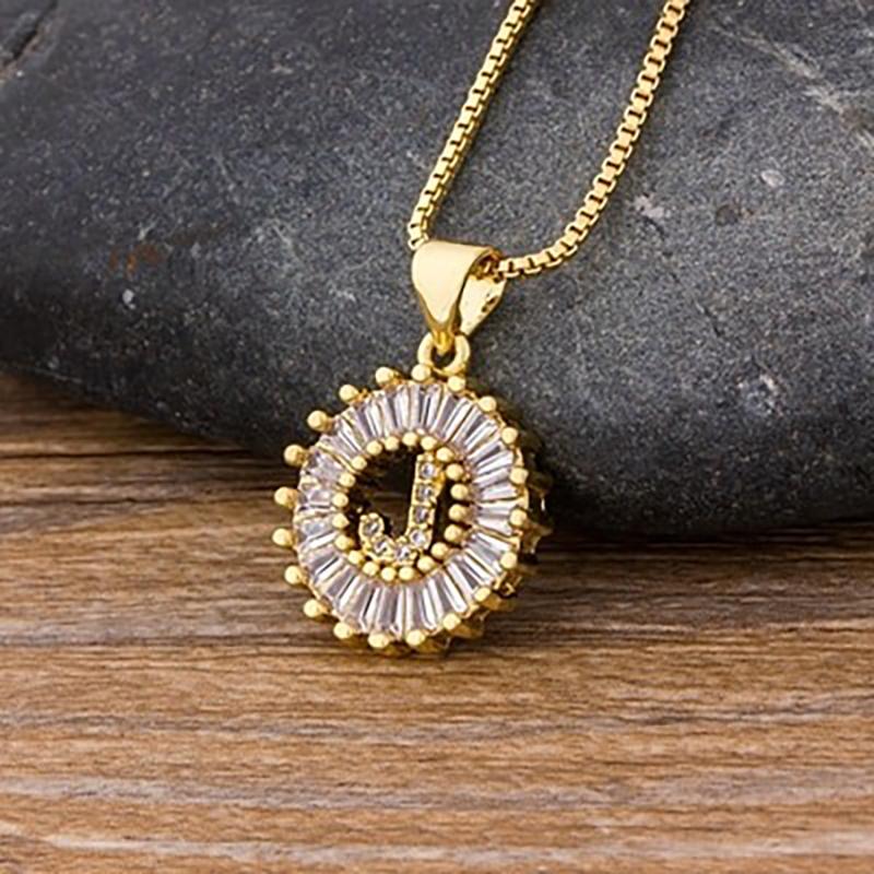 Zirkon Verschönerte Anfängliche Buchstaben Anheitige Halskette