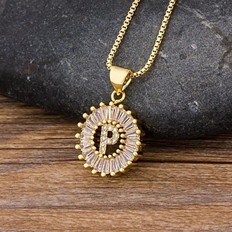 Zirkon Verschönerte Anfängliche Buchstaben Anheitige Halskette